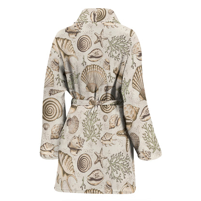 Seashell Print Design LKS304 Women Bathrobe