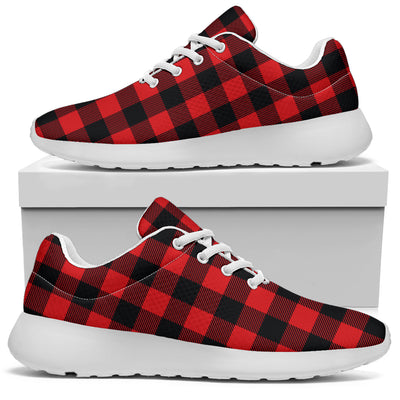 Red Black Buffalo Tartan Plaid Pattern Athletic Shoes