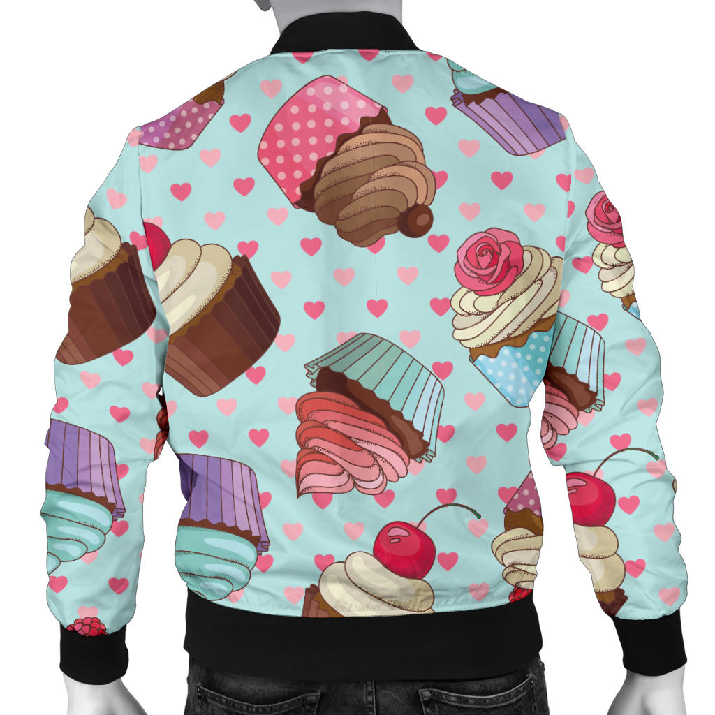 Cupcakes Fancy Heart Print Pattern Men Bomber Jacket