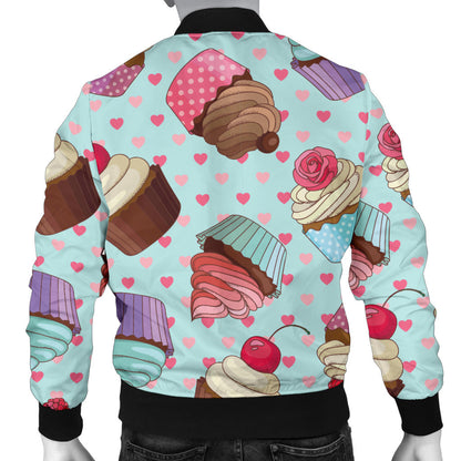 Cupcakes Fancy Heart Print Pattern Men Bomber Jacket