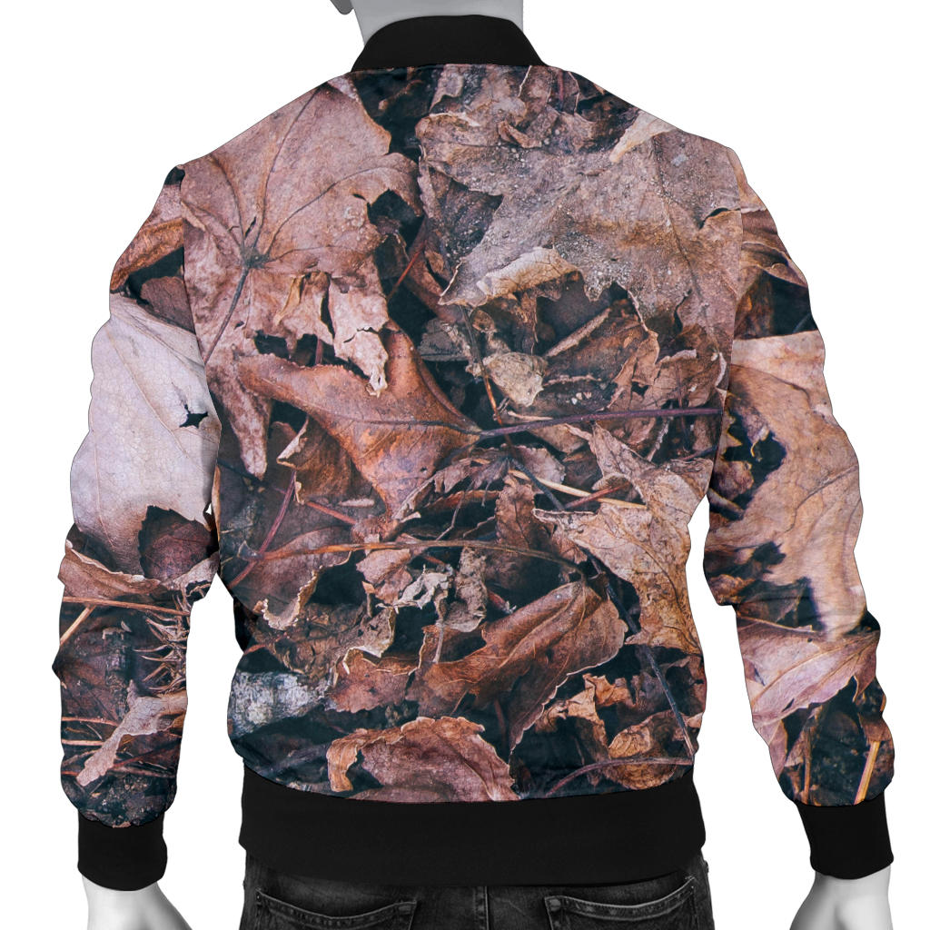 Camouflage Realistic Tree Leaf Print Men Bomber Jacket