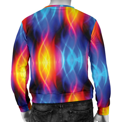 Flame Fire Blue Design Print Men Long Sleeve Sweatshirt