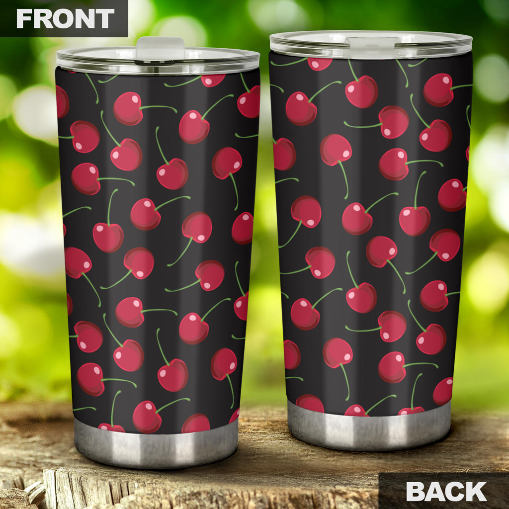 Cherry Black Background Tumbler