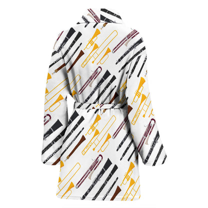 Clarinet Pattern Print Design 01 Women Bathrobe