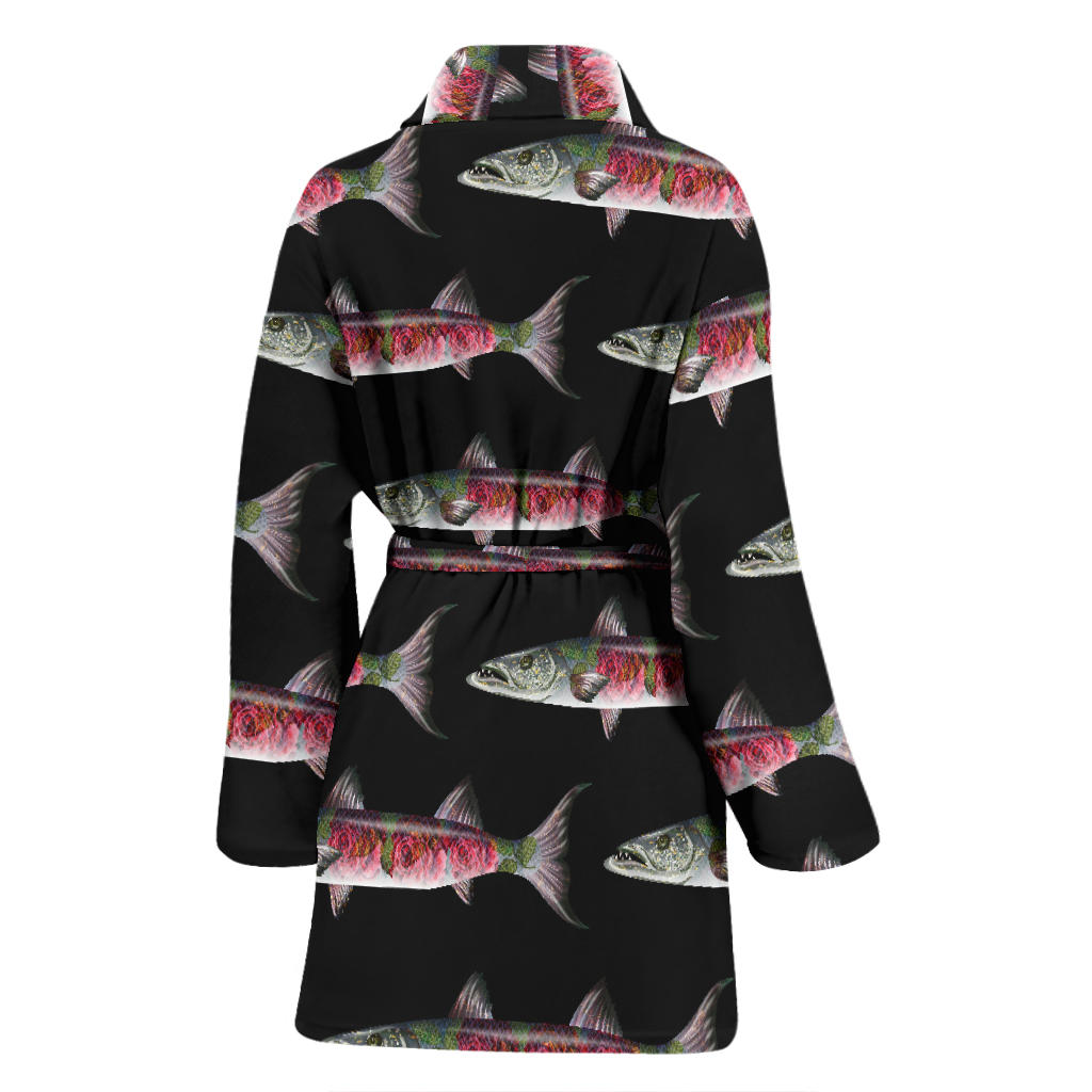 Barracuda Pattern Print Design 02 Women Bathrobe