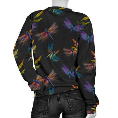 Dragonfly Colorful Realistic Print Women Long Sleeve Sweatshirt