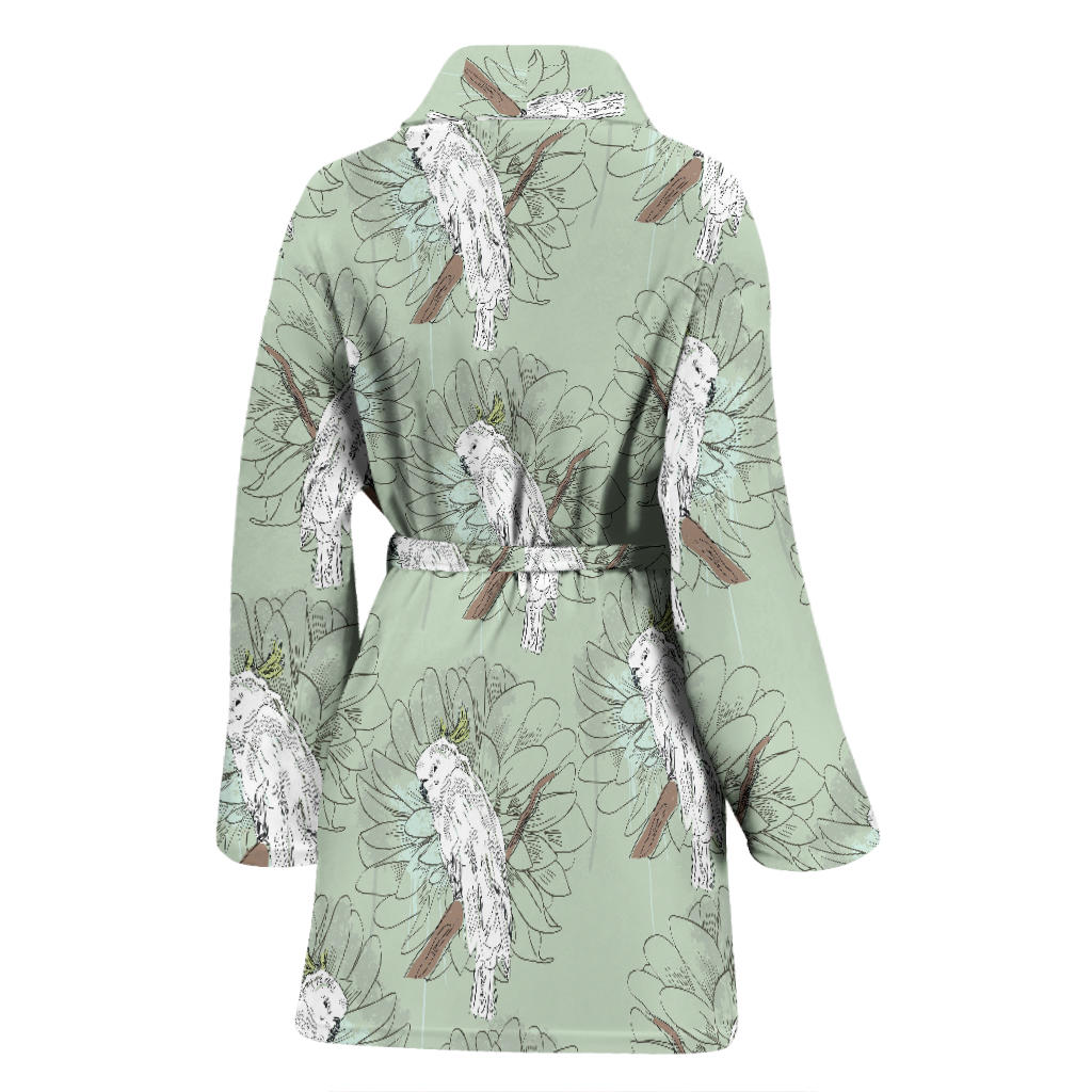 Cockatiel Pattern Print Design 01 Women Bathrobe