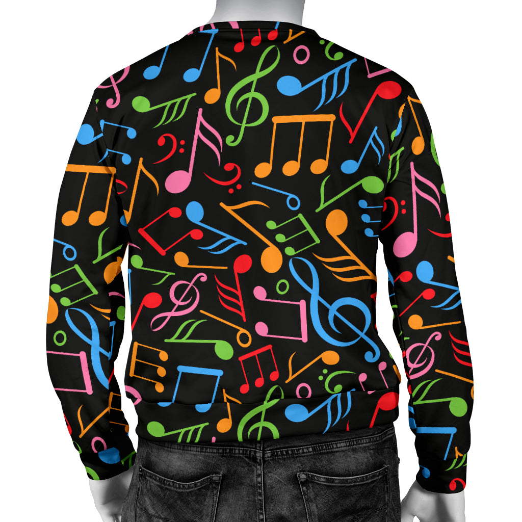 Music Note Colorful Themed Print Men Long Sleeve Sweatshirt