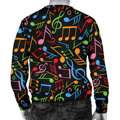 Music Note Colorful Themed Print Men Long Sleeve Sweatshirt