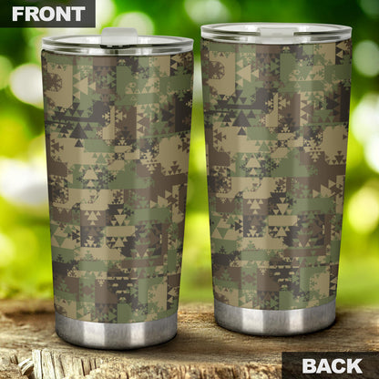 Camouflage Aztec Green Army Print Tumbler