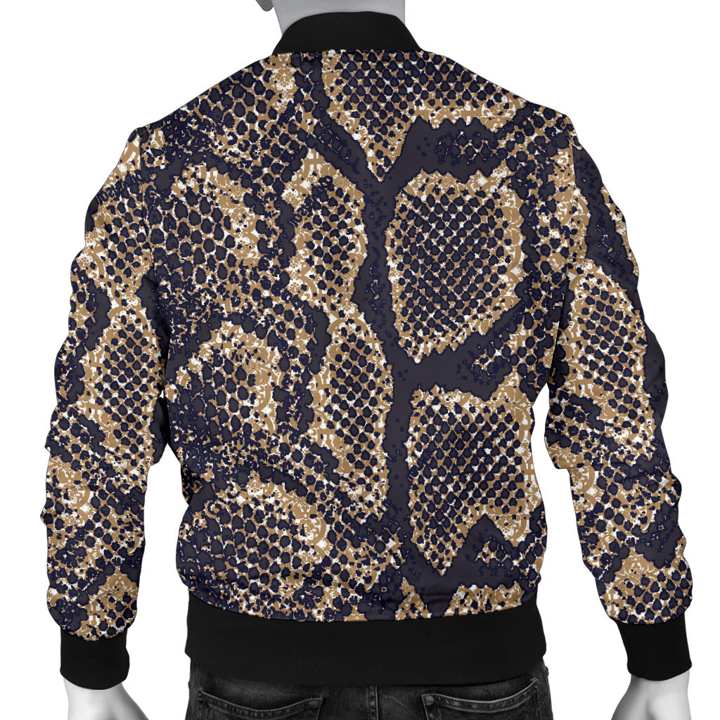 Snake Skin Pattern Print Men Bomber Jacket