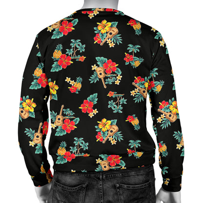 Hawaiian Flower Themed Print Men Long Sleeve Sweatshirt