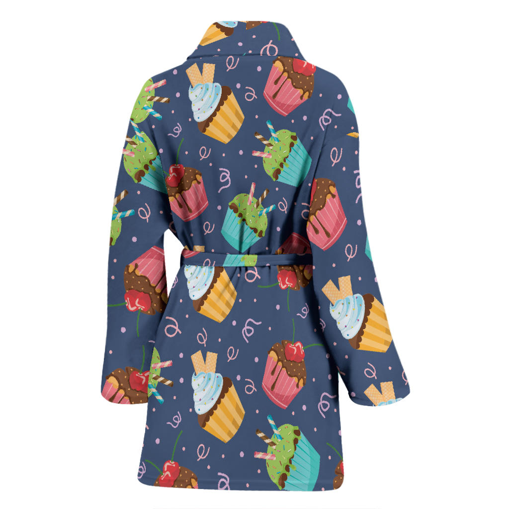 Cupcake Pattern Print Design 02 Women Bathrobe