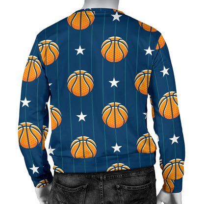 Basketball Star Print Pattern Men Long Sleeve Sweatshirt