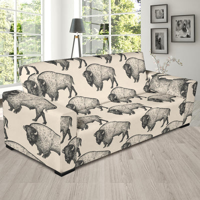 Bison Pattern Print Design 02 Sofa Slipcover