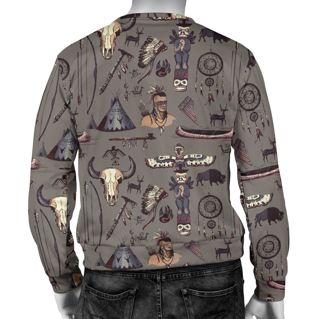 Native Indian life Design Print Men Long Sleeve Sweatshirt