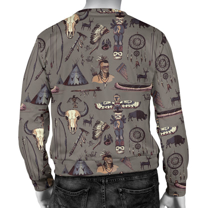 Native Indian life Design Print Men Long Sleeve Sweatshirt