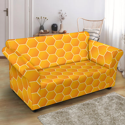 Honey Bee Honeycomb Print Design LKS3011 Loveseat Couch Slipcover