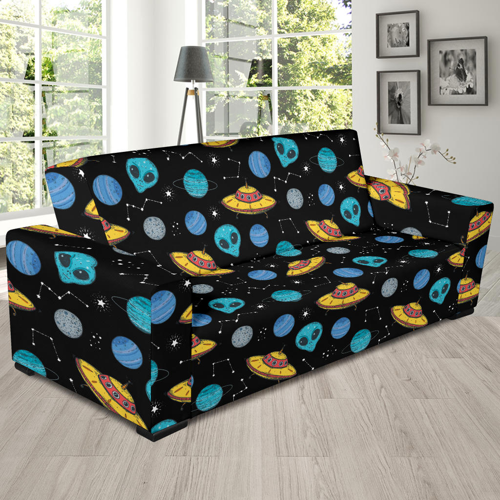 UFO Alien Print Design LKS306 Sofa Slipcover
