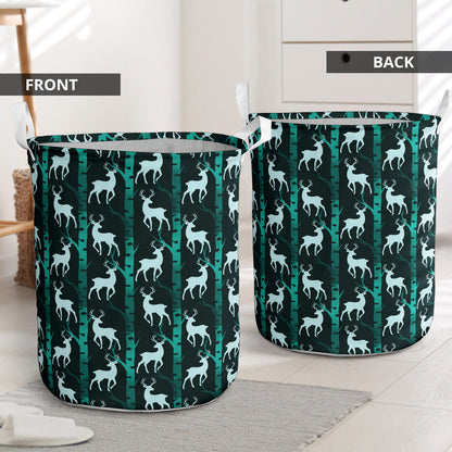 Deer Jungle Print Pattern Laundry Basket