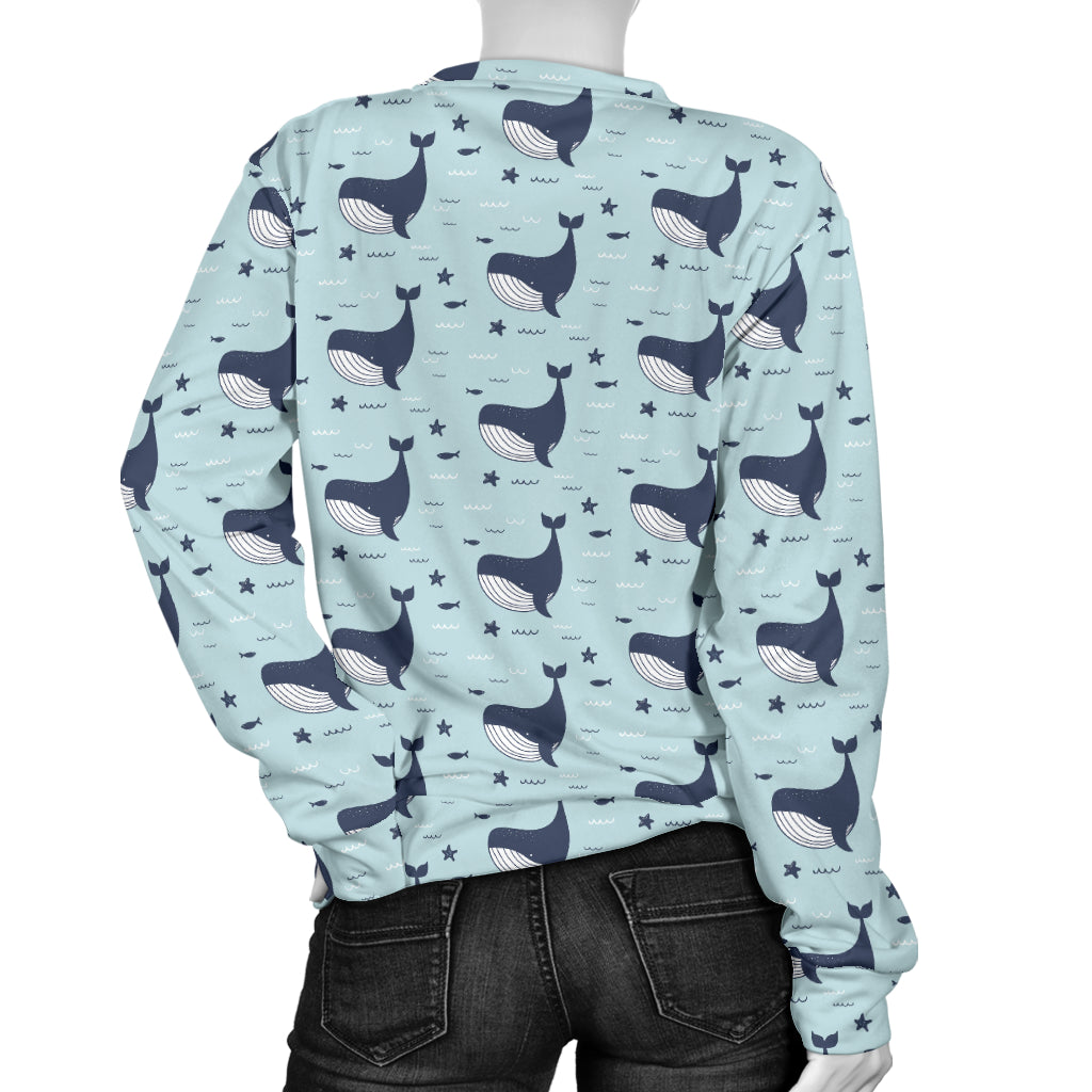 Whale Cute Design Themed Print Women Long Sleeve Sweatshirt