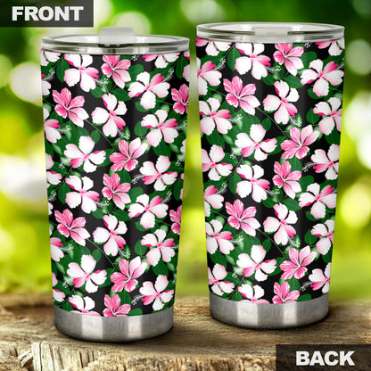 Hibiscus Pink Flower Hawaiian Print Tumbler