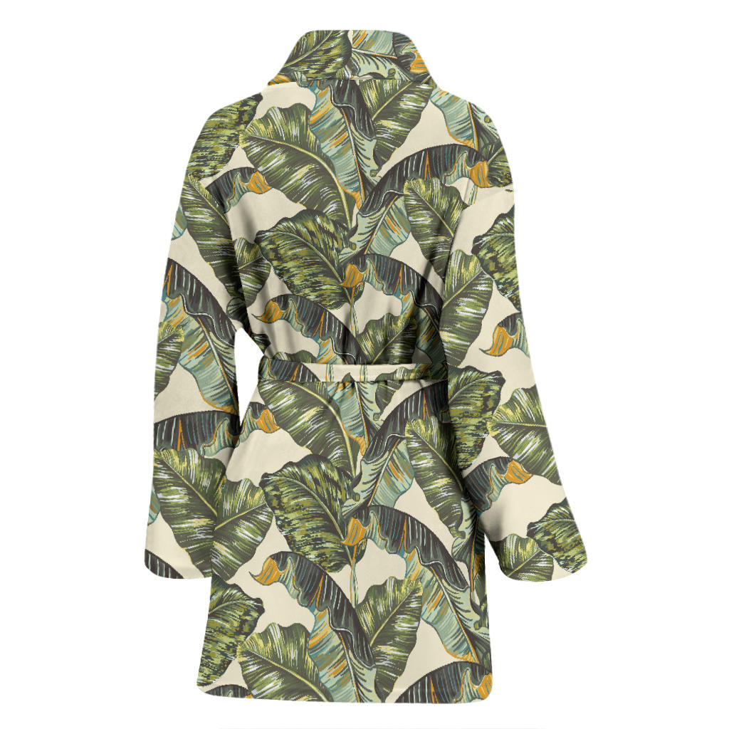 Banana Leaf Pattern Print Design 04 Women Bathrobe