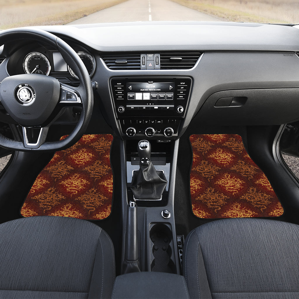 Chinese Dragons Gold Design Car Floor Mats Front Back