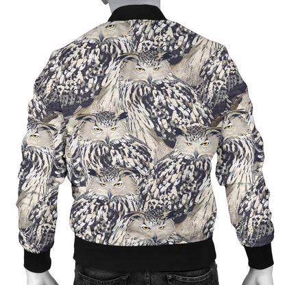 Owl Realistic Themed Design Print Men Bomber Jacket