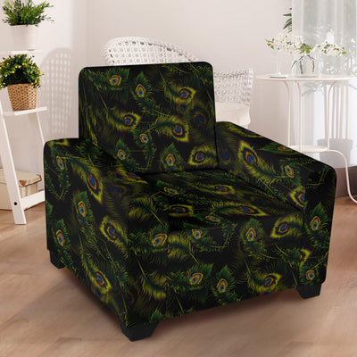 Peacock Feather Pattern Design Print Armchair Slipcover