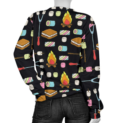 Camping Campfire Marshmallows Women Long Sleeve Sweatshirt