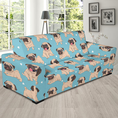 Pug Pattern Print Design A03 Sofa Slipcover