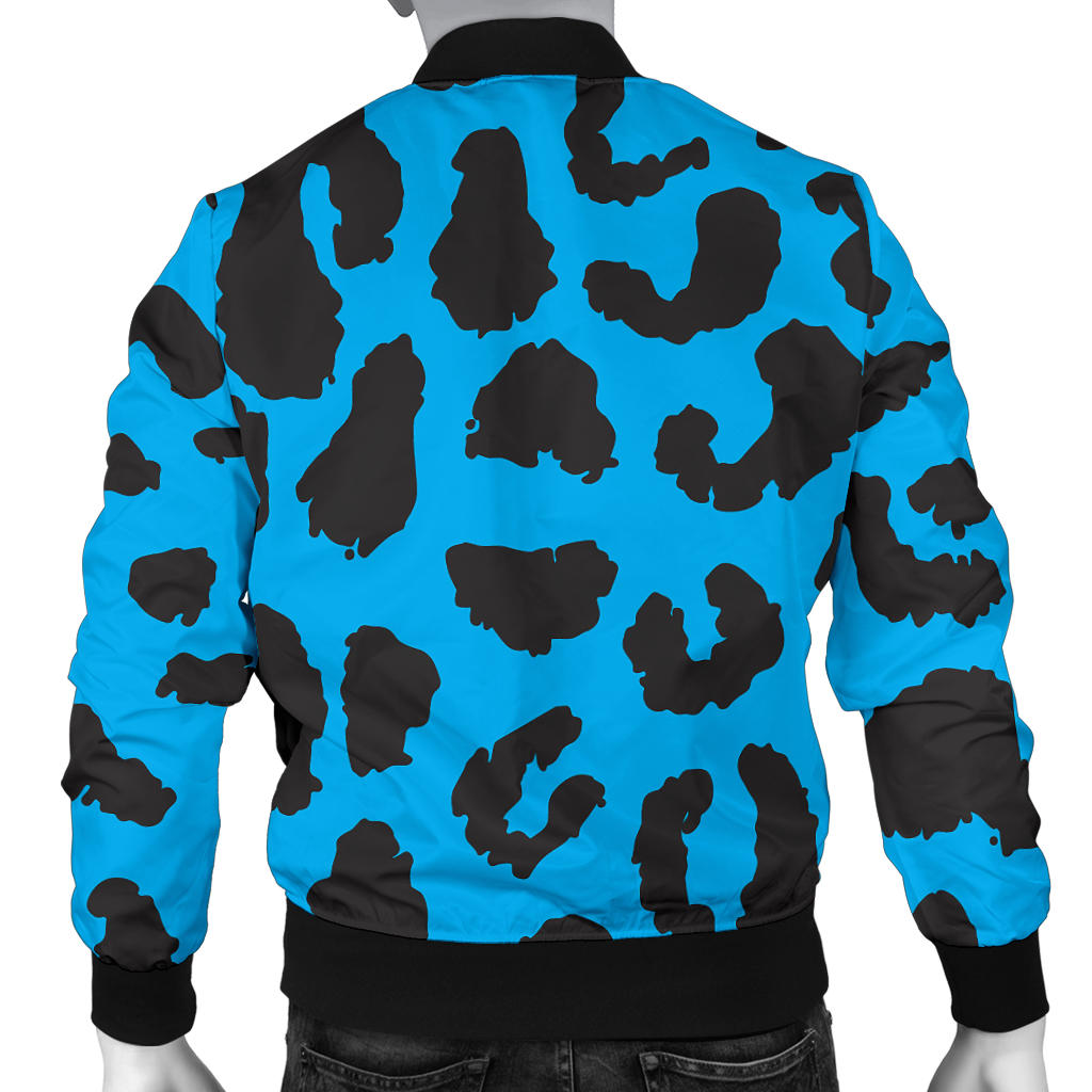 Cheetah Blue Print Pattern Men Bomber Jacket