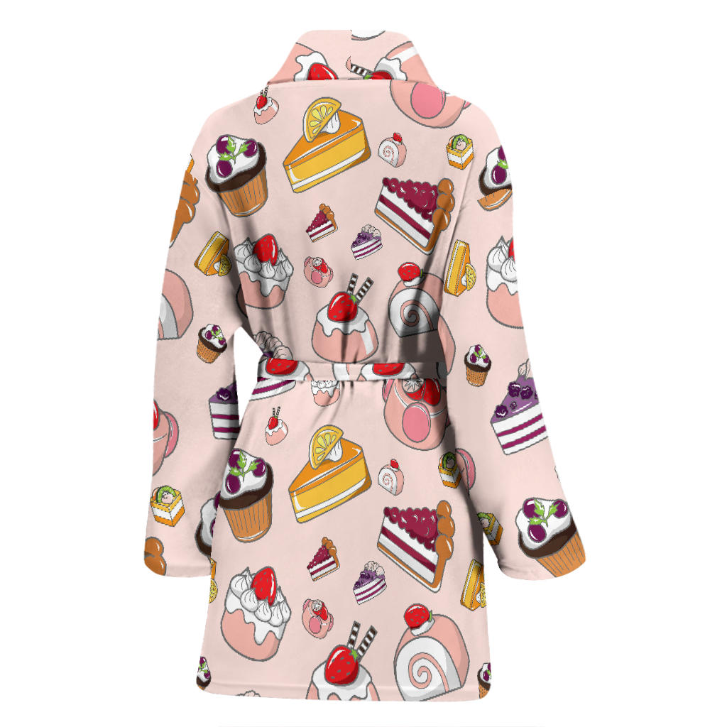 Cake Pattern Print Design 01 Women Bathrobe