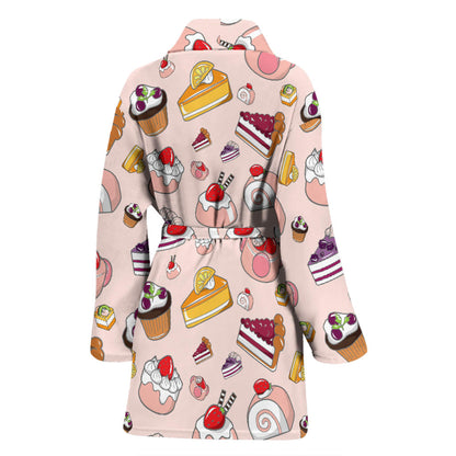 Cake Pattern Print Design 01 Women Bathrobe