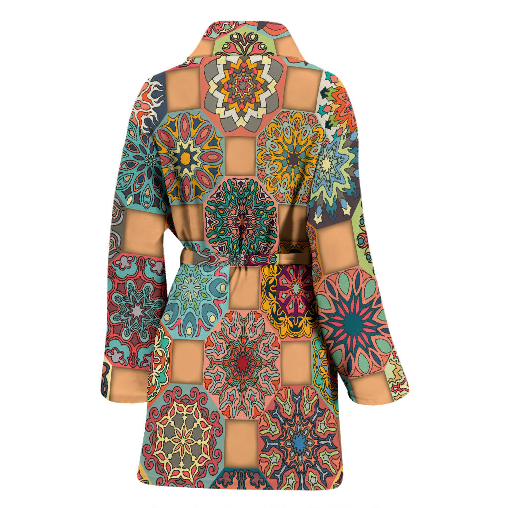 Boho Pattern Print Design 07 Women Bathrobe