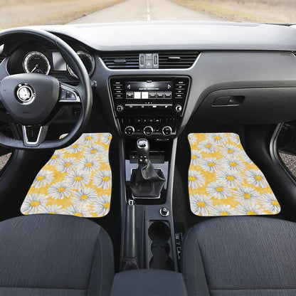 Daisy Yellow Watercolor Print Pattern Car Floor Mats Front Back