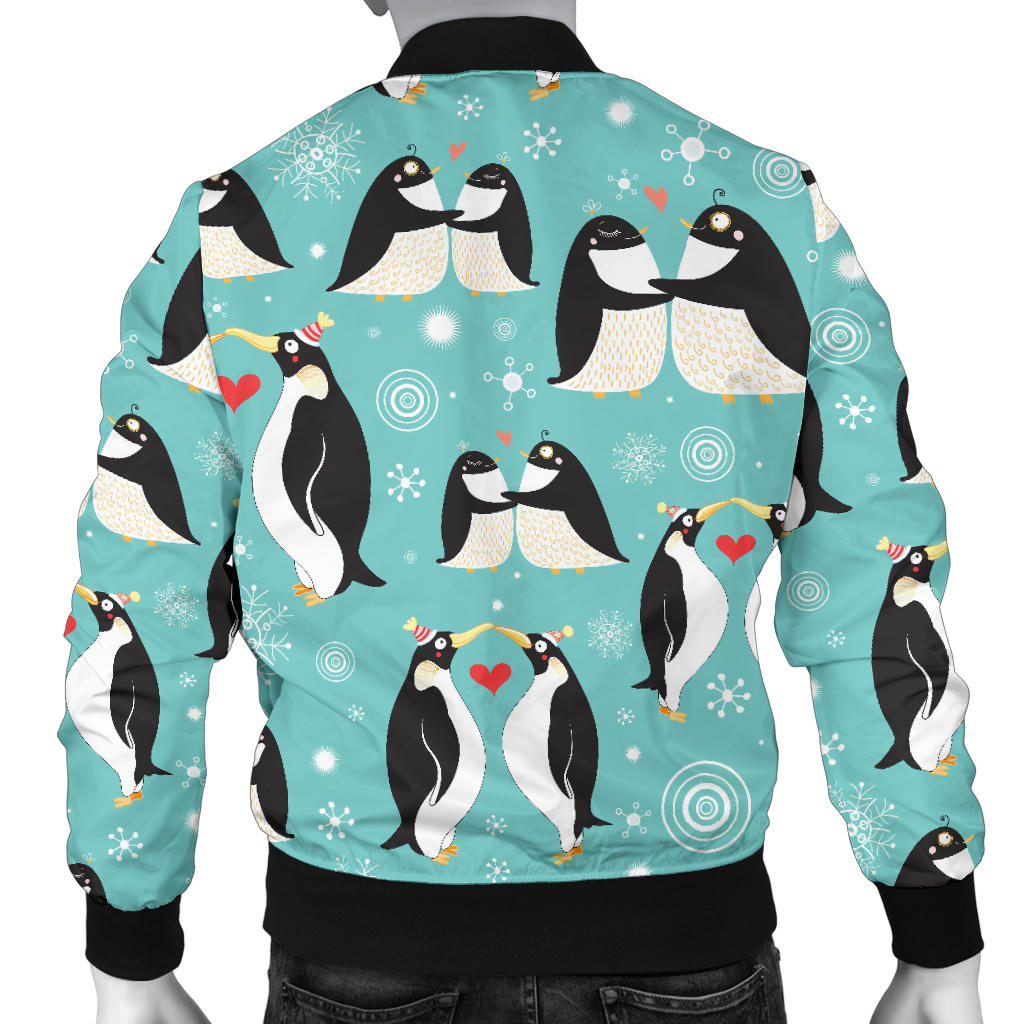 Penguin Love Print Men Bomber Jacket