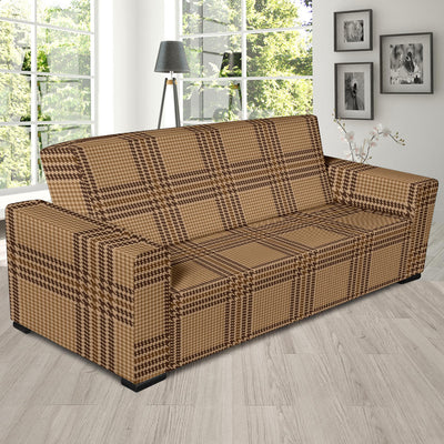 Houndstooth Brown Pattern Print Design 04 Sofa Slipcover