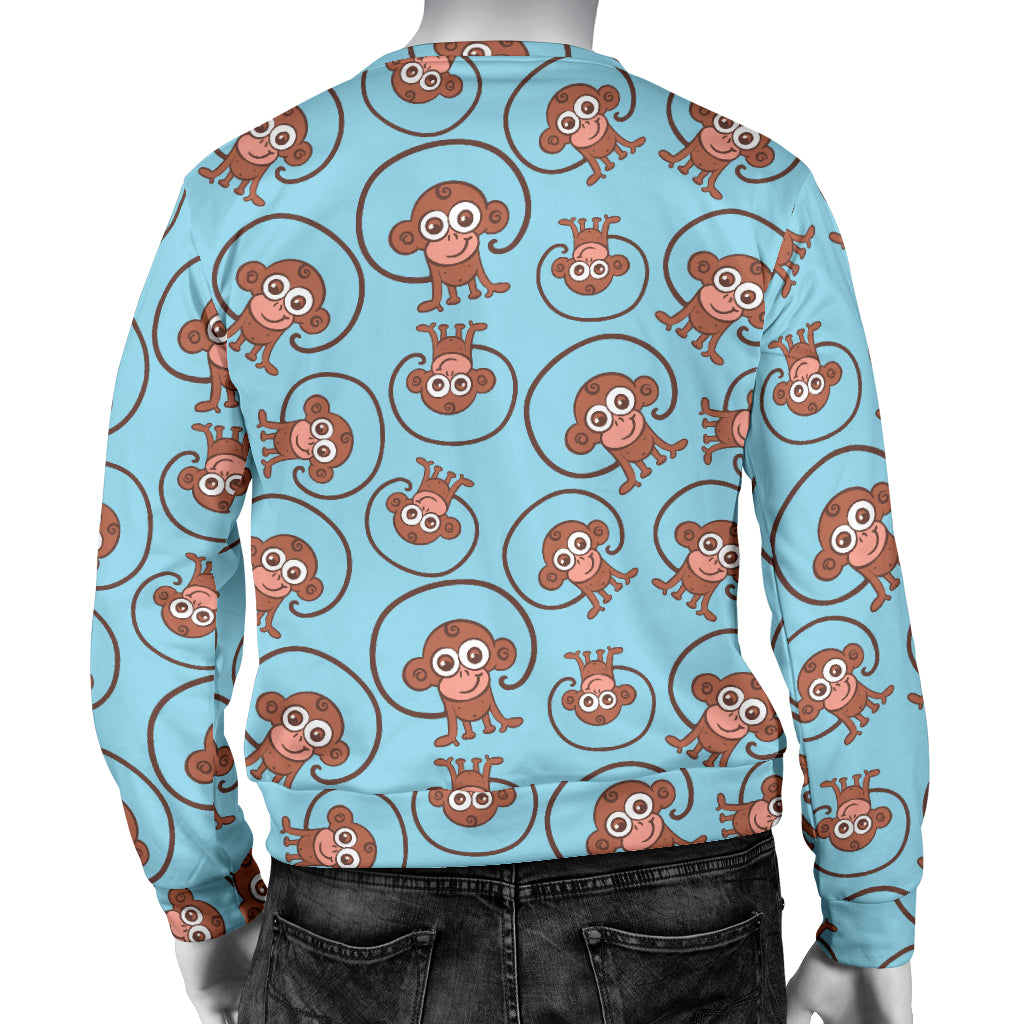Monkey Cute Design Themed Print Men Long Sleeve Sweatshirt
