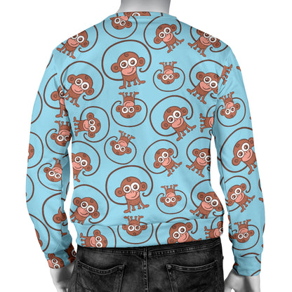 Monkey Cute Design Themed Print Men Long Sleeve Sweatshirt