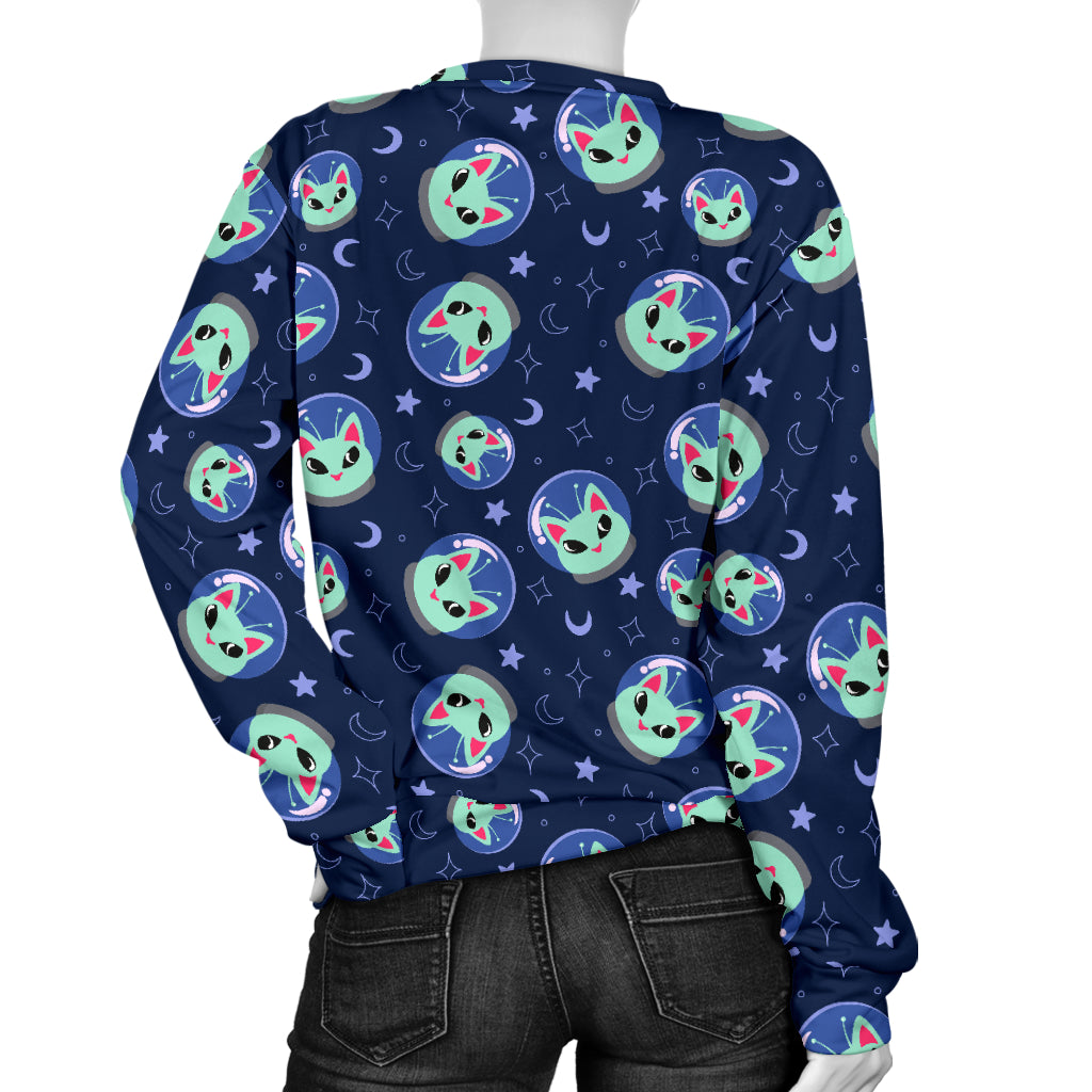 Alien Cat Women Long Sleeve Sweatshirt