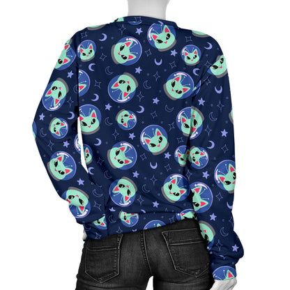 Alien Cat Women Long Sleeve Sweatshirt