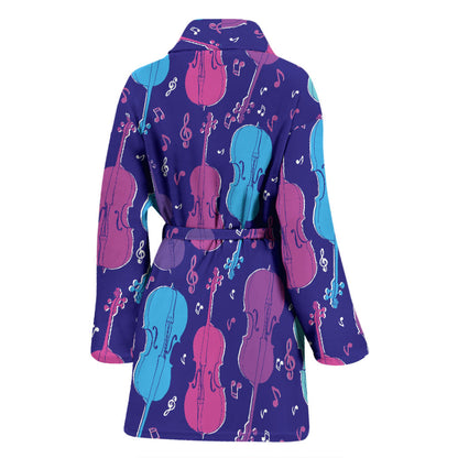 Cello Pattern Print Design 01 Women Bathrobe