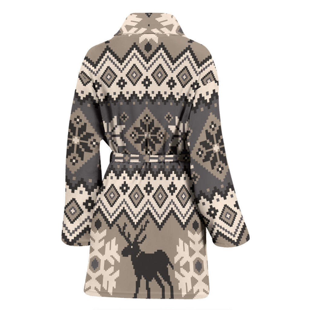 Nordic Pattern Print Design A01 Women Bathrobe