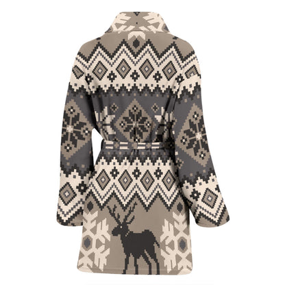 Nordic Pattern Print Design A01 Women Bathrobe