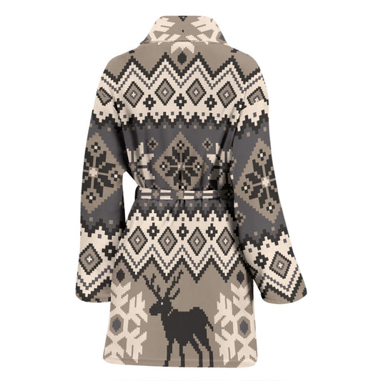 Nordic Pattern Print Design A01 Women Bathrobe
