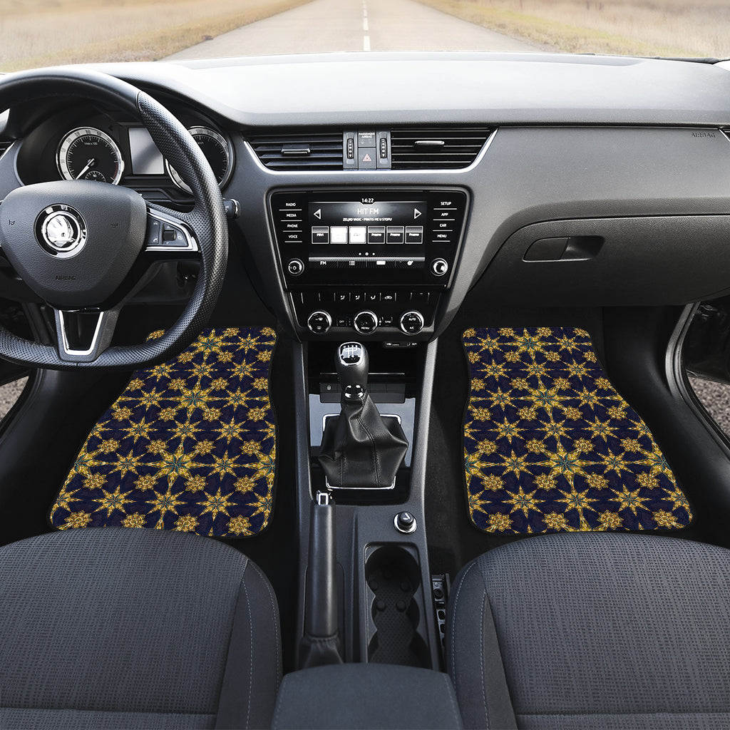 kaleidoscope Gold Print Design Car Floor Mats Front Back