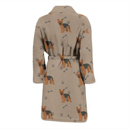 Yorkshire Terriers Print Design LKS305 Men Bathrobe