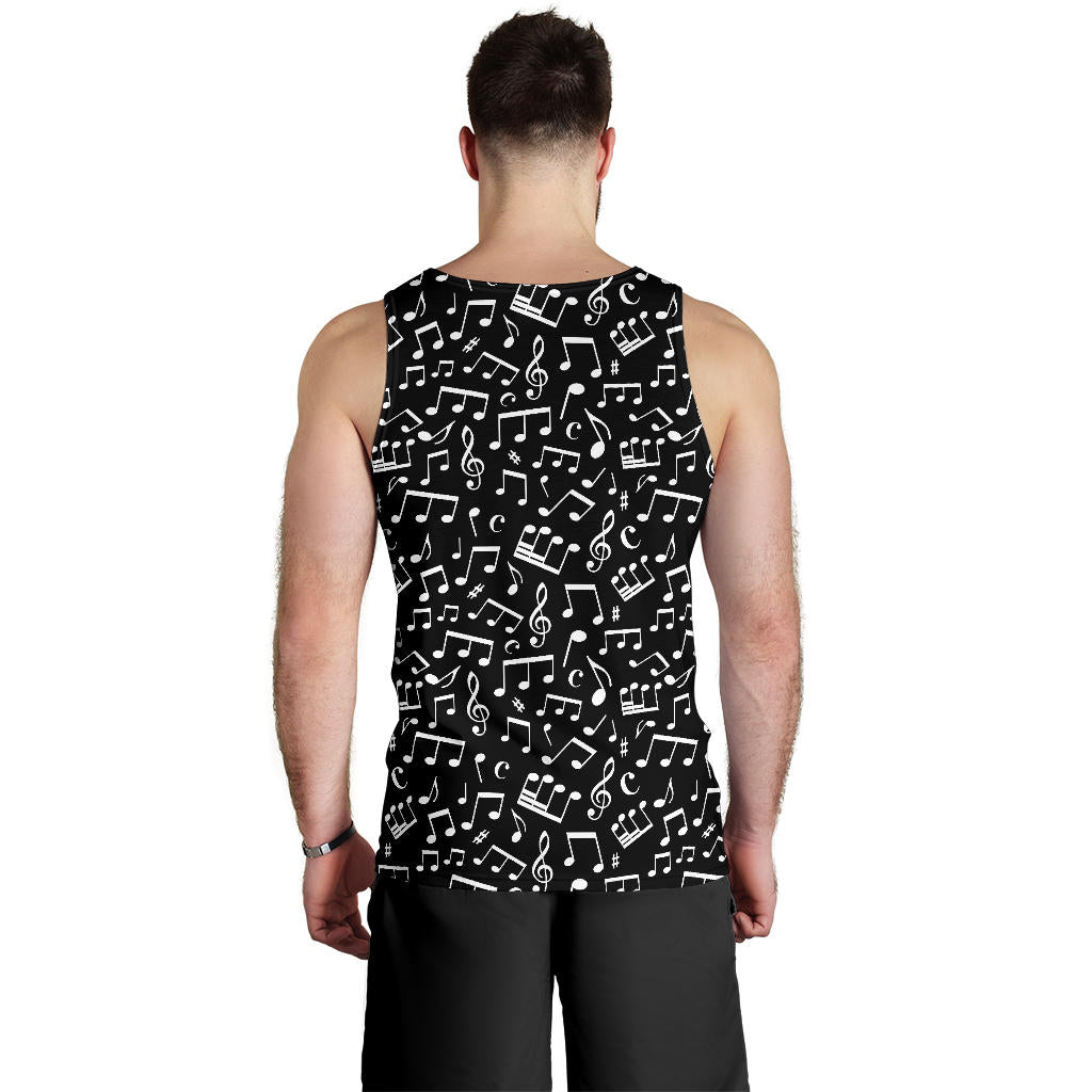Music Note Black white Themed Print Men Tank Top
